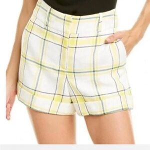 Veronica Beard Yellow and White Plaid Shorts